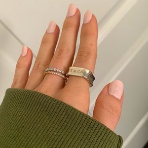 Authentic Tiffany & Co. Tiffany 1837 Square Ring in Sterling Silver